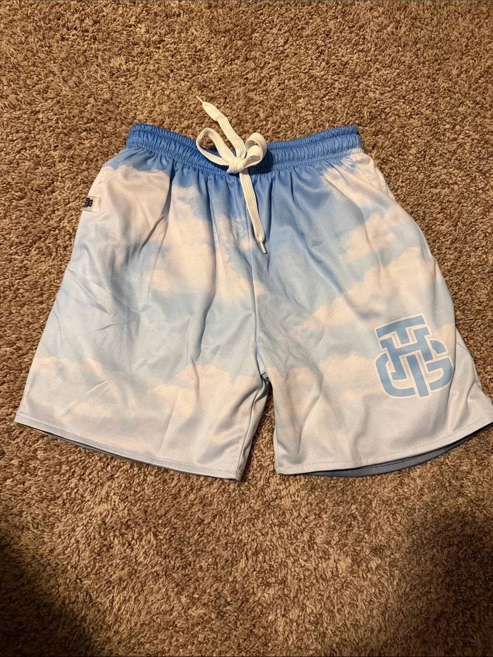 Men's Navy Lightning Print Athletic Shorts